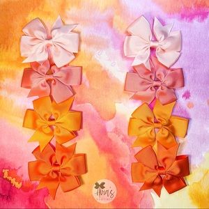 Girl hair bows  - pink, coral, and orange